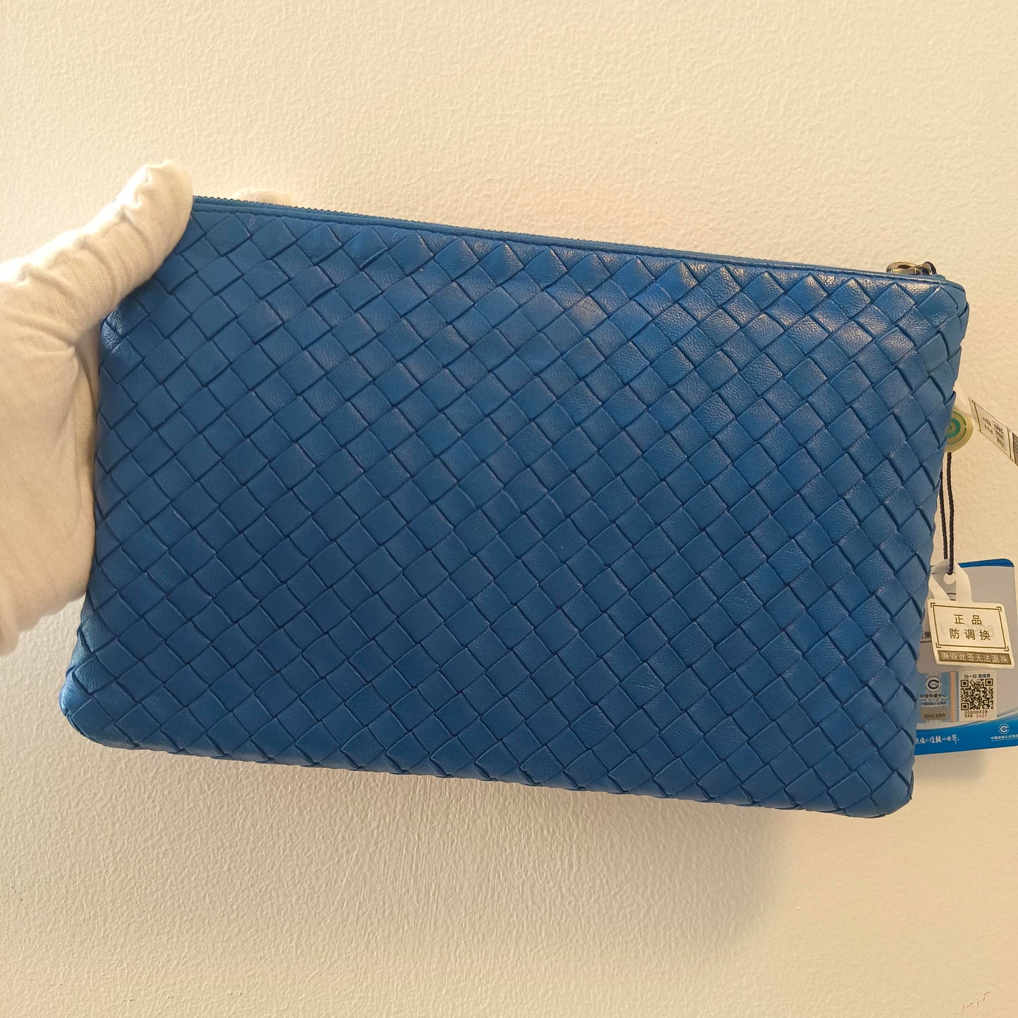 blue clutch bag