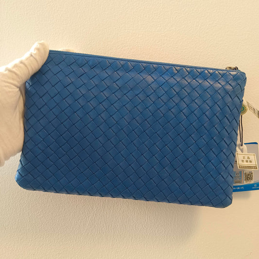 blue clutch bag
