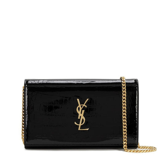 Patent leather chain bag